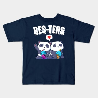 Bes-Teas Cute Kawaii Bubble Tea Panda Besties Kids T-Shirt